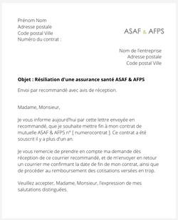 La résiliation d'une assurance santé ASAF & AFPS
