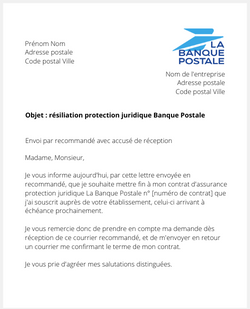 La résiliation d'une protection juridique La Banque Postale