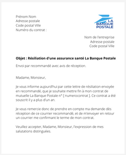 La résiliation d'une assurance santé La Banque Postale