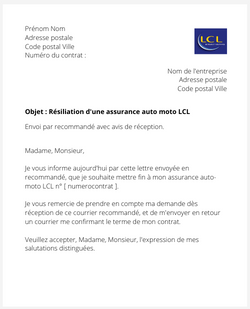 La résiliation d'un contrat auto LCL