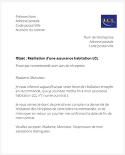 resilier une assurance logement lcl
