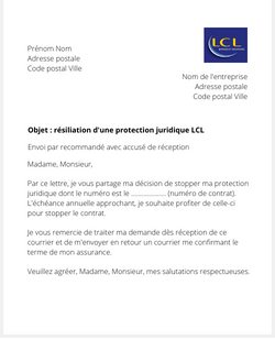 La résiliation d'une protection juridique LCL