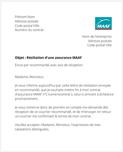 La résiliation d'un contrat MAAF