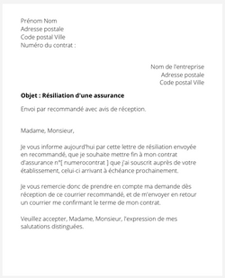 La lettre de changement d'assurance