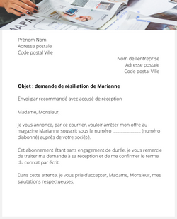 Lettre pour résilier Marianne