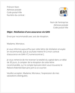 La résiliation d'une assurance vie GAN