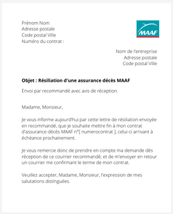 La résiliation d'une assurance décès MAAF