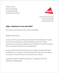 La résiliation d'une GAV MAIF