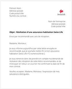 La résiliation d'un contrat logement Swiss Life