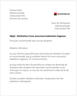 La résiliation d'un contrat habitation Sogessur