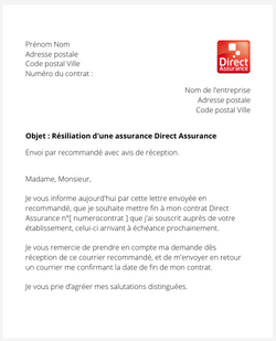 La résiliation d'un contrat Direct Assurance