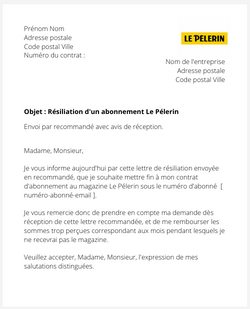 Se désabonner du magazine Le Pèlerin