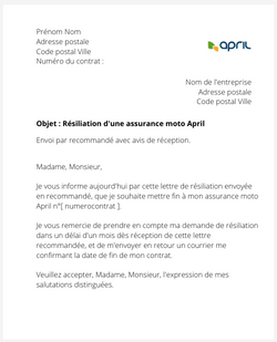 La résiliation d'une assurance moto April