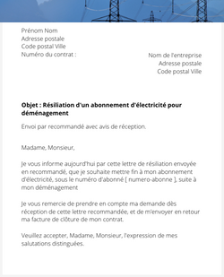 La résiliation d'un contrat d'électricité pour déménagement