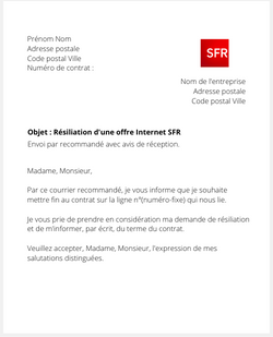 Lettre de resiliation SFR pour deces