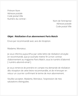 Résilier un abonnement Paris Match