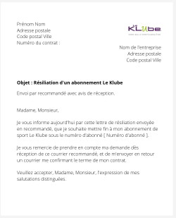 Se désabonner de la salle de sport Le Klube