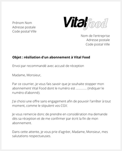 Se désabonner de Vital Food