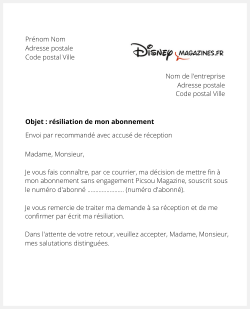 Lettre pour résilier Picsou