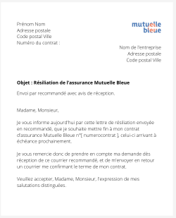 La résiliation d'une assurance Mutuelle Bleue