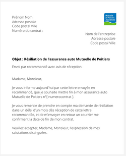 La résiliation d'un contrat auto Mutuelle de Poitiers