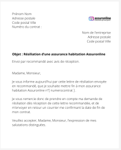 La résiliation d'une assurance logement Assuronline