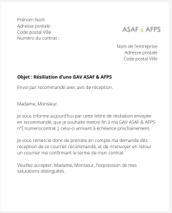 La résiliation d'une GAV ASAF & AFPS