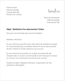 La résiliation d'un abonnement Tiniloo