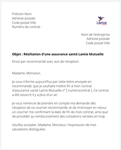 La résiliation d'une assurance santé Lamie Mutuelle