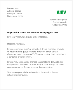 La résiliation d'une assurance camping-car AMV