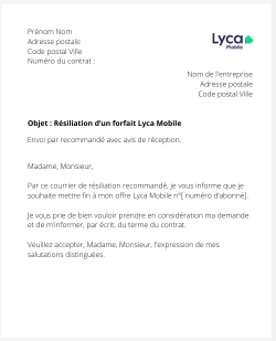 La résiliation d'une offre Lyca Mobile