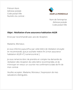 La résiliation d'une assurance habitation AG2R