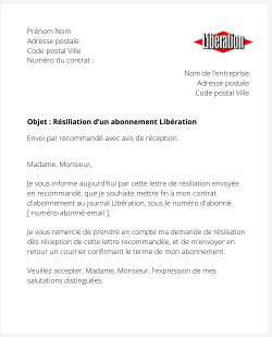 La résiliation d'un abonnement Libération