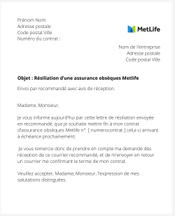 La résiliation d'une assurance obsèques Metlife