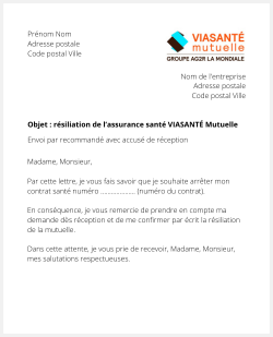 Résilier une assurance santé VIASANTÉ Mutuelle