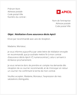 resilier une assurance deces apicil