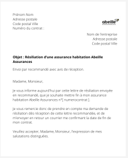 La résiliation d'un contrat logement Abeille Assurances