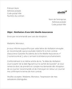 resilier une gav abeille assurances