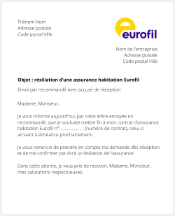 La résiliation d'une assurance logement Eurofil