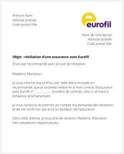 La résiliation d'un contrat auto Eurofil