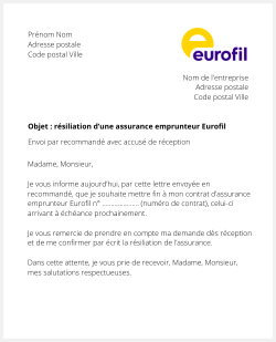 La résiliation d'une assurance de prêt Eurofil