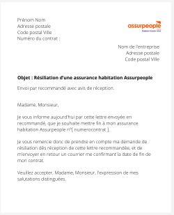 La résiliation d'une assurance logement Assurpeople