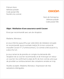 La résiliation d'une mutuelle Cocoon Assurances