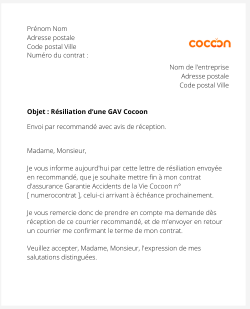 La résiliation d'une GAV Cocoon Assurances