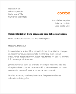 la resiliation d'une assurance hospitalisation Cocoon