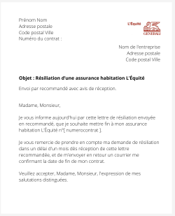 La résiliation d'une assurance logement L'équité