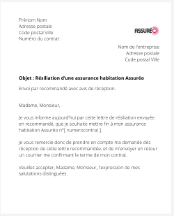 La résiliation d'un contrat habitation Assuréo