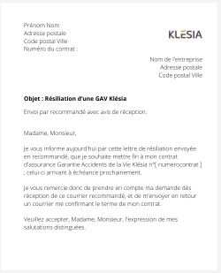 La résiliation d'une GAV Klésia