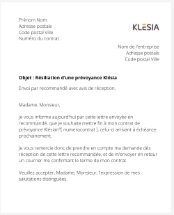 La résiliation d'une prévoyance Klésia