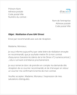 resilier une gav direxi